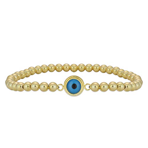 Anela 14KT Gold Filled Beaded Evil Eye Bracelet – Tarnish-Free Women's Jewelry Gift for Protection and Style with Gift Pouch Included