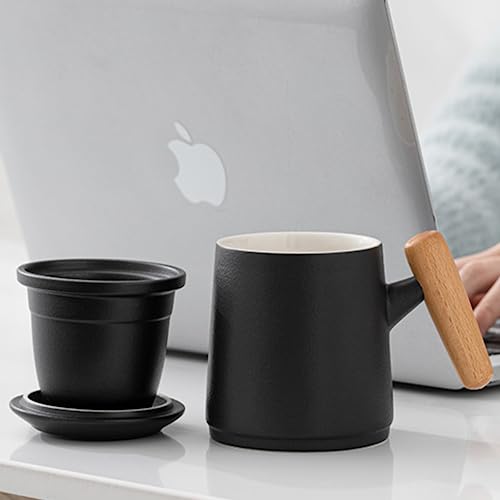 Disoza Caneca com caneca de chá de porcelana com infusor e tampa de cerâmica 400 ml caneca de café c