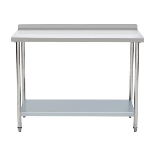 Stainless Steel Prep Table 48x38 Inch, Heavy Duty Commercial Kitchen Table with Storage Shelf, Rust-Resistant & Easy to Clean, for Restaurants, Home Bakery and Food Truck