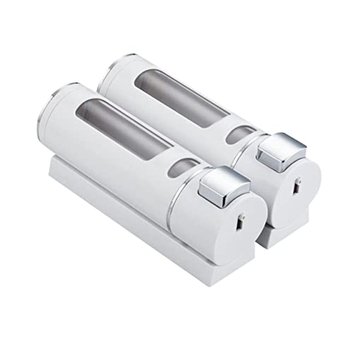 SOLUSTRE Bathroom Hand Soap Dispenser Wall Mounted Double Head Liquid Soap Dispenser for Shower Bath and Kitchen Sink Easy Squeeze Pump with Transparent Window White