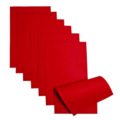 Jtnohx Soft Felt Sheets Color Felt Fabric for Sewing 7 Pcs 1mm 8x12 Fabric Square for Craft DIY and Embroidery Projects (Red)