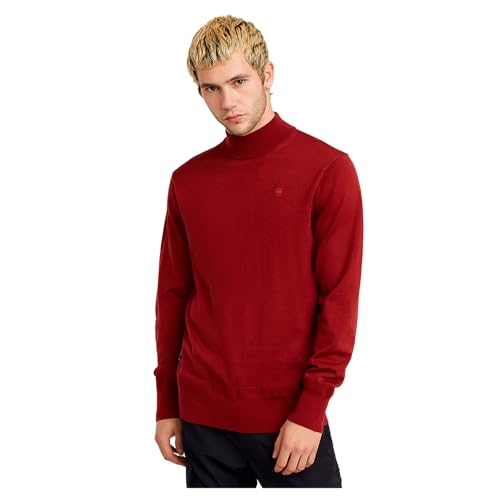 G-Star Herren Premium Core Mock Neck Knitted Pullover, Rot (Dry red D25175-D847-5298), L – Ansicht 1