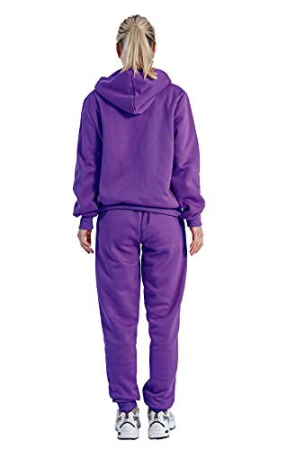Facitisu Women 2 Piece Outfits Fleece Sweatsuits Tracksuits Lounge Hoodie Sets with Pockets4