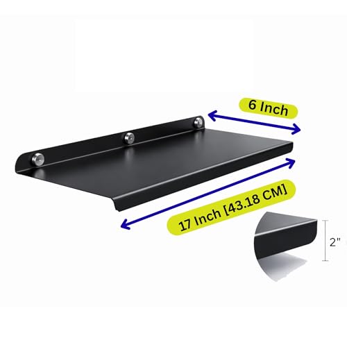 Image of OrganizeMee Metal Floating Shelf for wall for Decorative wall, Long wall Shelf, Nordic, Modern Design,for Living Room & Bedroom, Home Decor Items Plant Pot mounting 17 in:1 Year Warranty: Black SET1