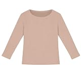 Camiseta de manga larga para niña, acanalada, elástica, ajustada, informal, básica, cómoda, beige, 11-12 años