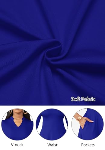 Image of Nmoder Casual Dresses for Women Semi Formal Fit and Flare 3 /4 Sleeve A-line Church Work Dress with Pockets