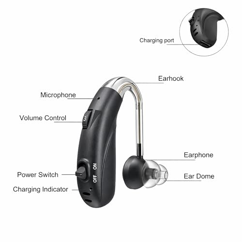 Image of Fastwell F28-2 Unit For Both Ear Digital Advanced Rechargeable Hearing Aid for Adults with Hearing Loss | |Digital Noise Reduction | (Pair) | 1-Year Warranty (Grey)