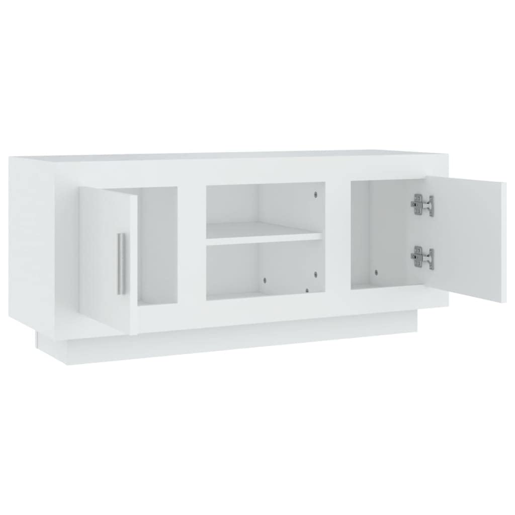 TV-Schrank Weiß 102x35x45 cm Lowboard aus Holzwerkstoff Modernes TV-Board mit Ablagen Fernsehtisch für Wohnzimmer Entertainment-Center Mediaschrank für Konsolen und Media-Player
