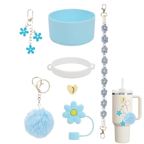 Accesorios para taza, correa para botella de agua, protectora de silicona, colgante de amor, llavero de bola de felpa para niñas, adolescentes, jóvenes y adultos, C, Refer to description
