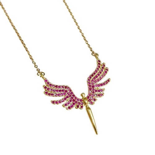 Accesorios para niñas Colgante de ángel de la guarda de plata de ley 925, collares con colgante de alas para mujer, joyería - Collar, Collar para niñas,