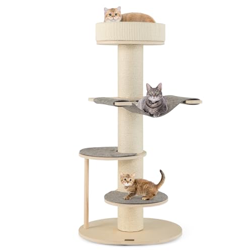 SOARS Kratzbaum 14,5 cm Dicke Stämme, 120 cm hoher Katzenbaum mit Hängematte, Plüschplattform, Sisalstämme, Katzenkratzbaum, Kletterbaum Grosse Katzen Stabil SOARS Kratzbaum 14,5 cm Dicke Stämme, 120 cm hoher Katzenbaum mit Hängematte, Plüschplattform, Sisalstämme, Katzenkratzbaum, Kletterbaum Grosse Katzen Stabil