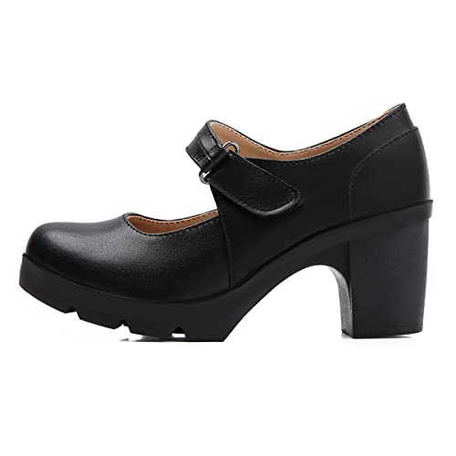 SHEMEE Women's Chunky High Heel Platform Mary Janes Shoes Ankle Strap Buckle Round Toe Block Heel Dress Pumps2
