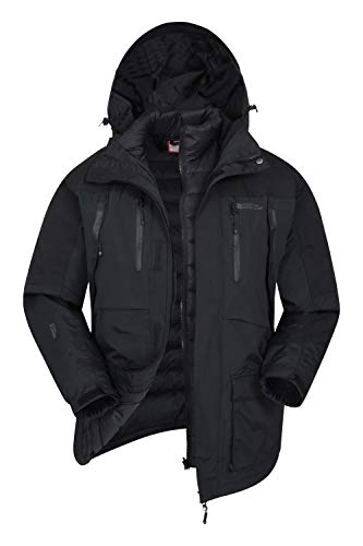 Mountain Warehouse Correspondent Mens Down 3 in 1 Waterproof Jacket Black X-Large