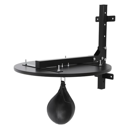 Speed Bag Platform Adjustable Speed Bag Platform Kit Professional Wall Mount Speed Bag Stand 360° Swivel Punching Bag Boxing Training Equipment 24 inches Punching Ball Stand for Home Gym (Black)