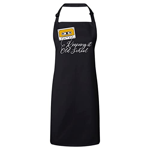 Tablier de cuisine noir vintage idéal pour vos soirées barbecue et cuisine rétro
