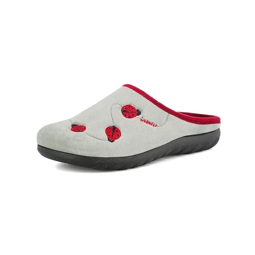 Chaussons hiver femme inblu avec semelle confort en polyuréthane et motif coccinelle