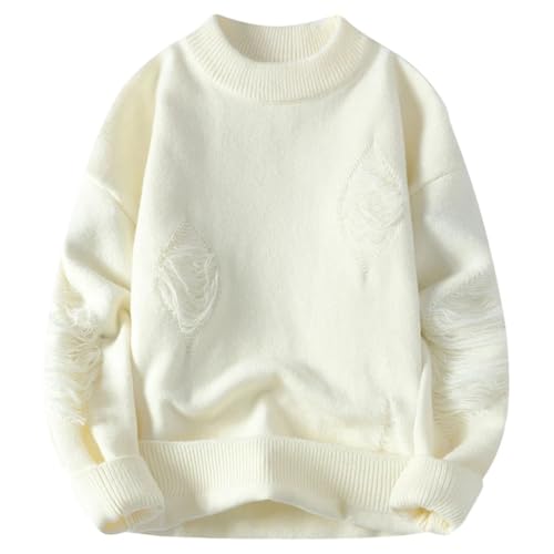 Men Winter Knit Sweater Hole Pullovers O Neck Streetwear Loose Casual Knitted Sweaters