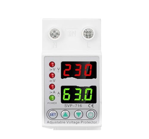 Image of AHXJSM 220V 230V Din Rail Dual Display Adjustable Over Voltage and Under Protector Relay - 40A, 63A, 80A .0730