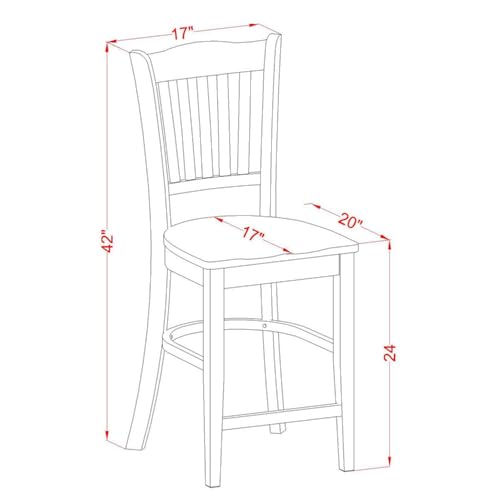Butacos de altura para barra East West Furniture GRS-OAK-W Groton, asiento de madera y respaldo con listones, juego de 2, acabado roble miniatura 3