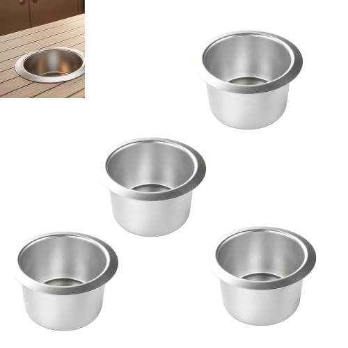 Bouzuny 4 Pack Jumbo Aluminum Cup Holder, Drop-in Poker Table Cup Holder Inserts, Drink Can Holders for Sofa, RV, Boat, Car & Truck (Silver)