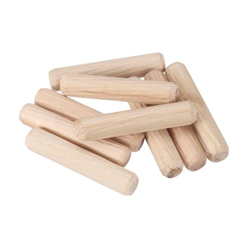 QUARKZMAN Clavijas De Madera 9 Piezas 8x40mm (0.31x1.57) Extremos Biselados Y Estriados Clavijas De Madera Dura Seca Para Carpintería Muebles Estantes