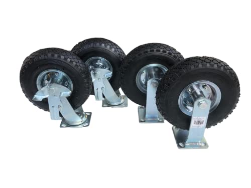 2 x FROSAL Bockrolle + 2 x Lenkrolle gebremst Set Ø 260 x 85 mm | 3.00-4 Rad als 4-tlg. Set | Luftrad mit Bremse