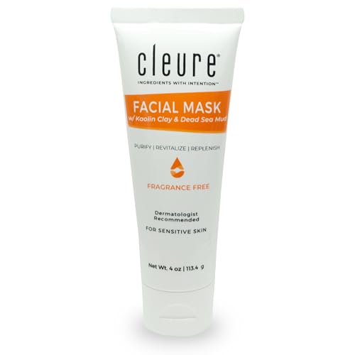 Cleure Pore Minimizing Face Mask - Unclogs Pores, Provides Oil Control & Soothes - Kaolin Clay, Shea Butter & Dead Sea Mud Mask for all Skin Types including Sensitive, Acne Prone, & Dry Skin (4 oz)