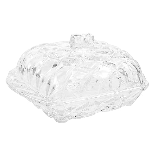 PRETYZOOM Japanese Glass Dessert Plate with Lid Elegant Multi Functional Snack Fruit Dish Reusable Glass Serving Platter for Desserts Pastries and Snacks for Display