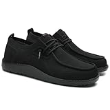 1TAZERO Men Wide Width Slip On Shoes Stretch Loafer - Men Casual Shoes for Plantar Fasciitis(Black 19)