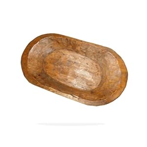Carved Wooden Dough Bowl Primitive Wood Trencher Tray Rustic Home Decor 22 IRP 1108 Wood Stand Natural Touch Mmexican Handmade Farmhouse Antique Rustic Cozy Art Vintage Art Decor
