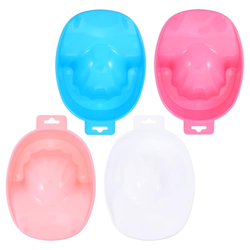 ULTECHNOVO Juego de 4 Recipientes de Plástico para Manicura Bandejas para Remojar las Manos y Uñas Colores Pastel Tamaño Adaptable para Cuidado y Remoción de Esmalte