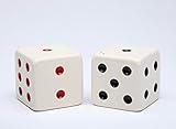 Fine Ceramic Red and Black Dice Salt & Pepper Shakers Set, 1 5/8"