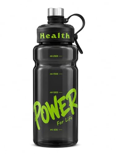 Image of 2 Liter Large Capacity Leakproof Water Bottle, l Capacity BPA-Free Sports Water Bottle for Gym Yoga - (Black)