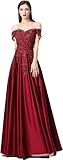 BessDress Off The shoulder Formal Ball Gown Lace Illusion Long Sleeves Evening Party BD282