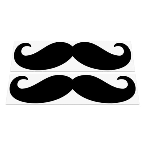 HastingsDesigner Lot de 2 autocollants en vinyle pour voiture, fenêtre, pare-chocs et ordinateur portable Motif moustache Noir