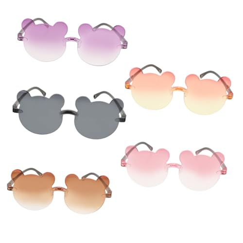 Healeved Cartoon Sunglasses for Kids Girls 5pcs Kids Sunglasses Bulk Outdoor Playtime Uv Protection Glasses