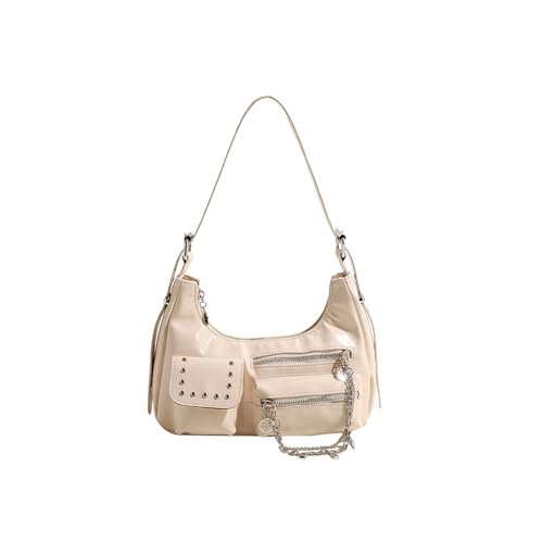 Borsa a Mano da Donna in PU Pelle - Elegante a Spalla e Tracolla di Media Capacità per Shopping Viaggio e Lavoro - Beige
