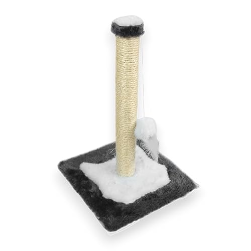 Poste Arranhador Sisal Brinquedo com Bolinha Gato Pet Branco