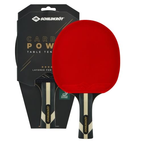 Raqueta de Tenis de Mesa Schildkröt Carbon Power | Raqueta de Carbono Ofensiva con Gomas certificadas por la ITTF | Raqueta de Tenis de Mesa Premium para Jugadores recreativos y de Club ambiciosos