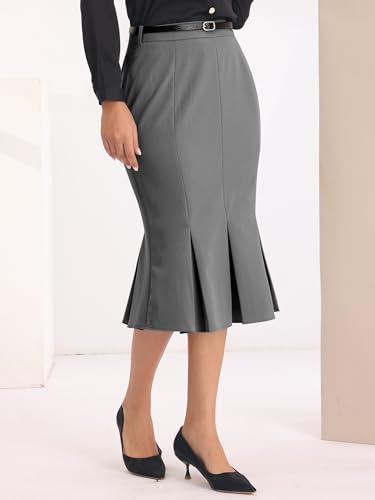 Women's Elegant Formal Skirt with Belt Knee Length Fishtail Pencil Skirt4
