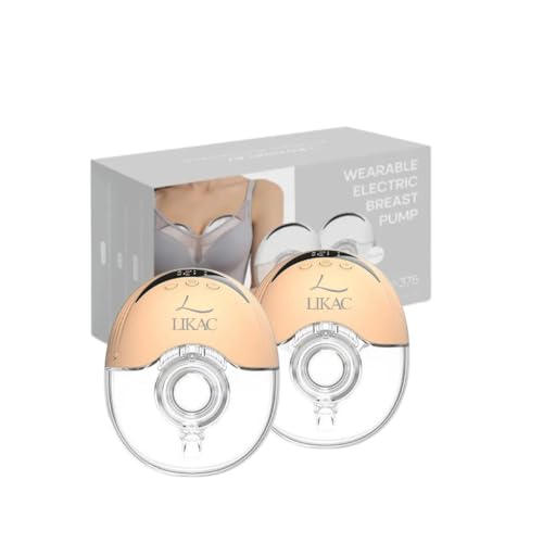 Likac Double Wearable Electric Breast Pump – Hands Free Breast Pump, Portable & Rechargeable – 4 Modes, 12 Intensity Levels – Ideal for Breastfeeding/Pump, Pumping Bra & Postpartum Moms.