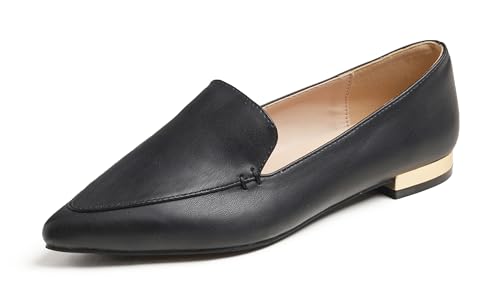 Image of FEVERSOLE Women's Loafer Flat Pointed Deco Low Heel Fashion Slip On Dress Driving Office Shoes