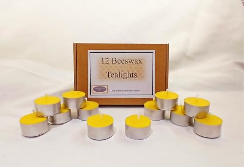 Beeswax Tea Light Candles, Pack of 12, Handmade by Lincolnshire Beekeepers. Stax Of Wax Ltd