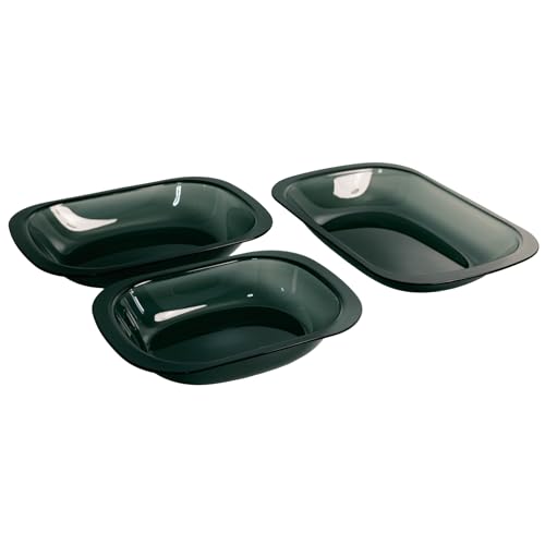 AGLAS Platos de horno de vidrio negro, horno rectangular, cacerola, alta resistencia, juego de 3, 2,2 L + 1,9 L + 1,4 L