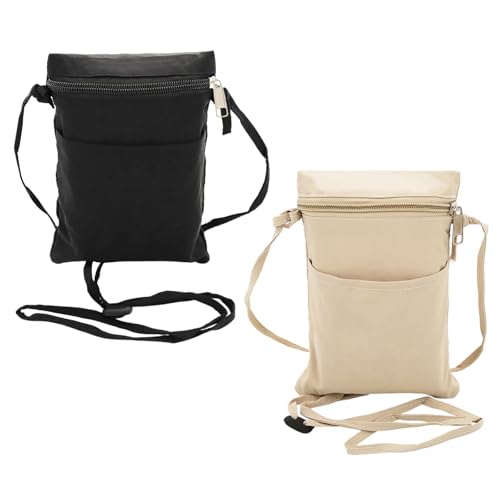 2 Pcs Cell Phone Crossbody Bag, Nylon Small Phone Purse With Adjustable Strap, Ultralight Smartphone Crossbody Bag With Zipper For Women Men (Black, Khaki)