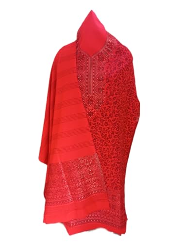 Image of Womens designer woolen suit for women with salwar and kashmiri shawl winter wear kani unstitched fabric set, stylish kurta pant set woollen dress material for women by pure pashmina wooltex