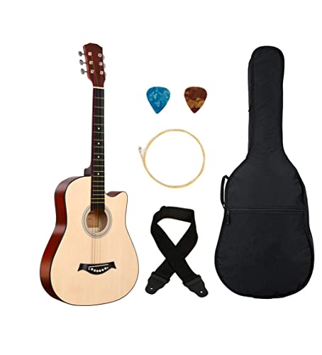 Image of (Refurbished) Blueberry 38C, 38 inch Acoustic Guitar Kit with Bag, Strap, One Pack Strings And Picks (Natural)