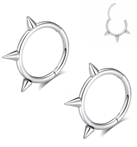 16G 2PCs Surgical Steel Spike Clicker Snake Bite Jewelry, Septum Ring, Hoop Lip Rings Snake Bites, Labret Jewelry for Lip Piercing, Cartilage Hoop Earrings, 16 Gauge 12mm Silver (16G-12mm, Silver-2PCs)