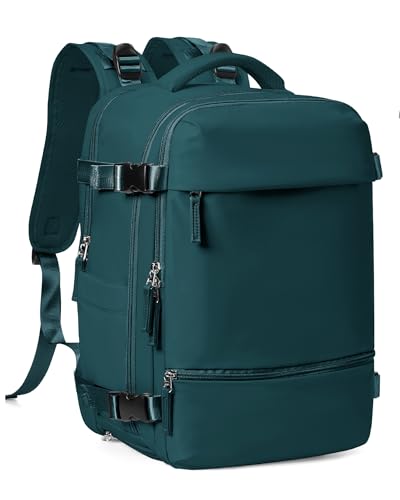 Small Carry on Backpack, Mini Travel Backpack Airplane Approved Weekender Bag for Women Men, Water Resistant Lightweight Daypack with Shoe Compartment, Laptop Backpack for Business, Peacock Blue