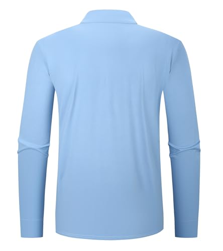 Damipow Men's Long Sleeve Polo Shirts Quarter-Zip Casual Golf Polo Shirt2